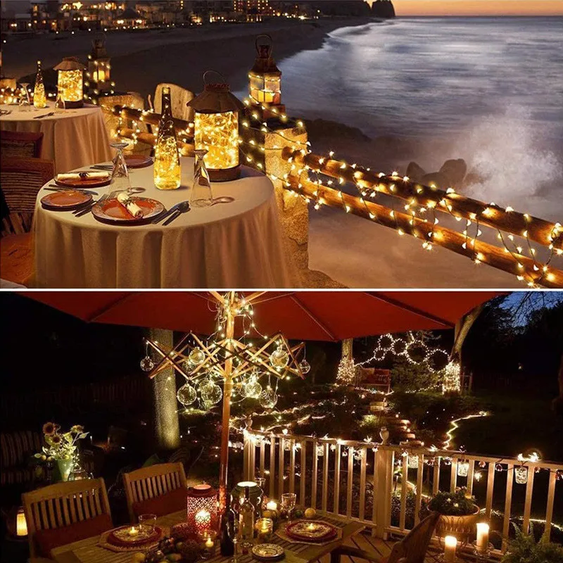 سلسلة طاقة شمسية خارجية مقاومة للماء ، ضوء وميض خرافي ، ديكور شجرة عيد الميلاد ، حفل زفاف ، 8 أوضاع ، أضواء LED ، أضواء LED ، عبوة واحدة