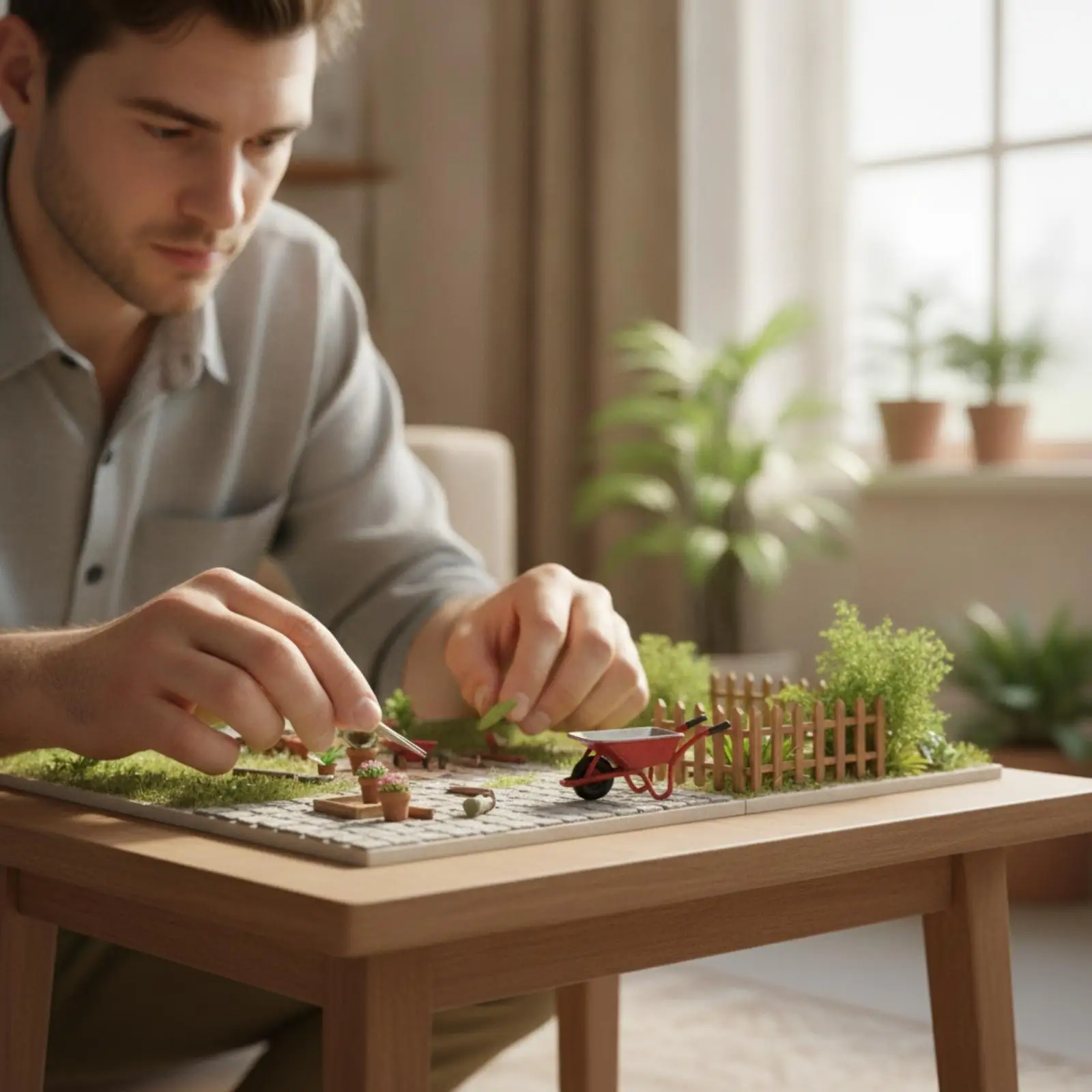 Miniature Wheelbarrows 1/64 Scale Wheelbarrows Model Resin Diorama Decoration