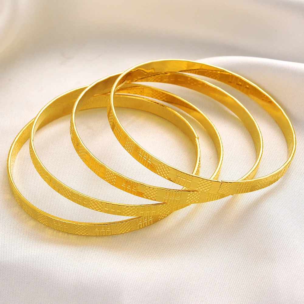 Ethpion 68MM 24K Ethiopian Wave Dubai Trendy Wedding Bangle for Women Arab African Gold Color Bracelet Jewelry Middle East Gifts