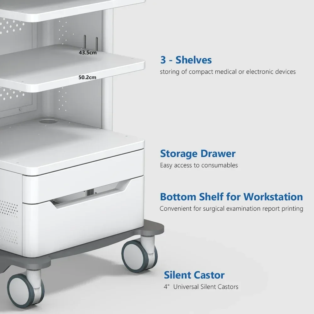 YKD-2101 معدات المستشفيات الطبية 3 طبقات عربة تنظير البطن بالمنظار برج عربة