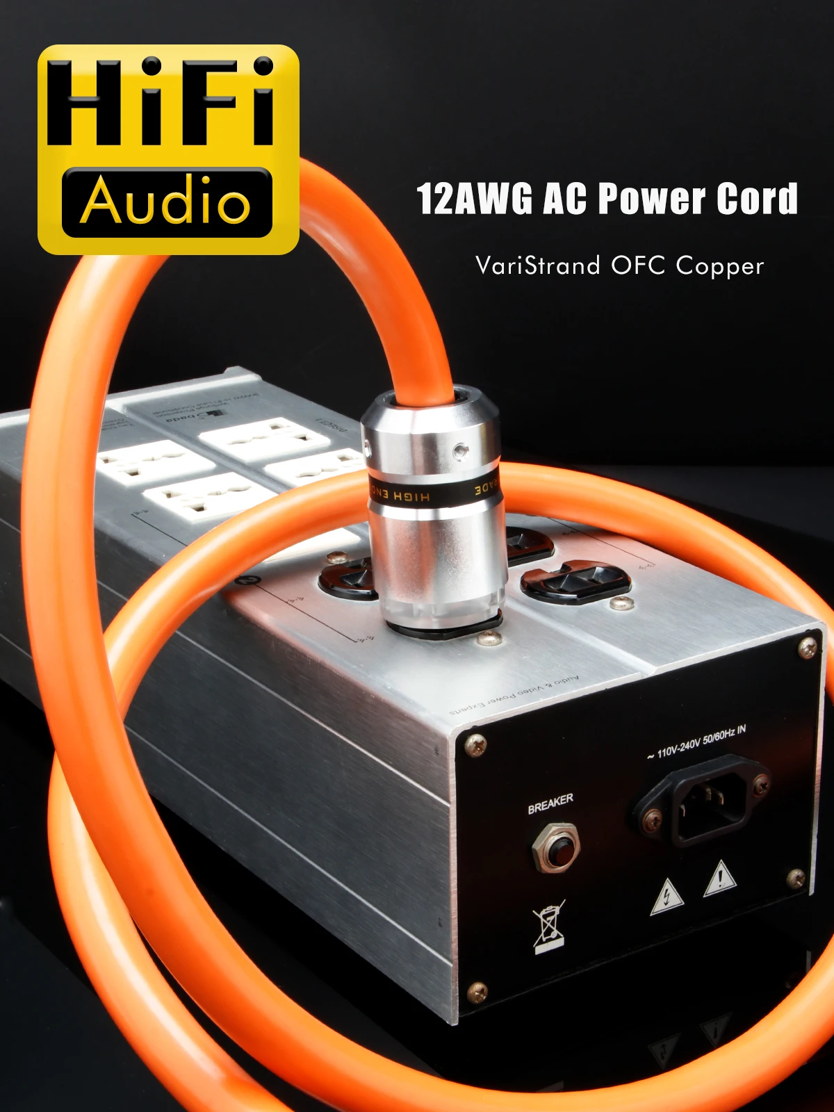 Preffair D505 5N OFC Audio-Stromkabel aus reinem Kupfer mit rhodiumbeschichtetem EU/US/AU-Stecker C15 für Verstärkerfilter – Detail 3