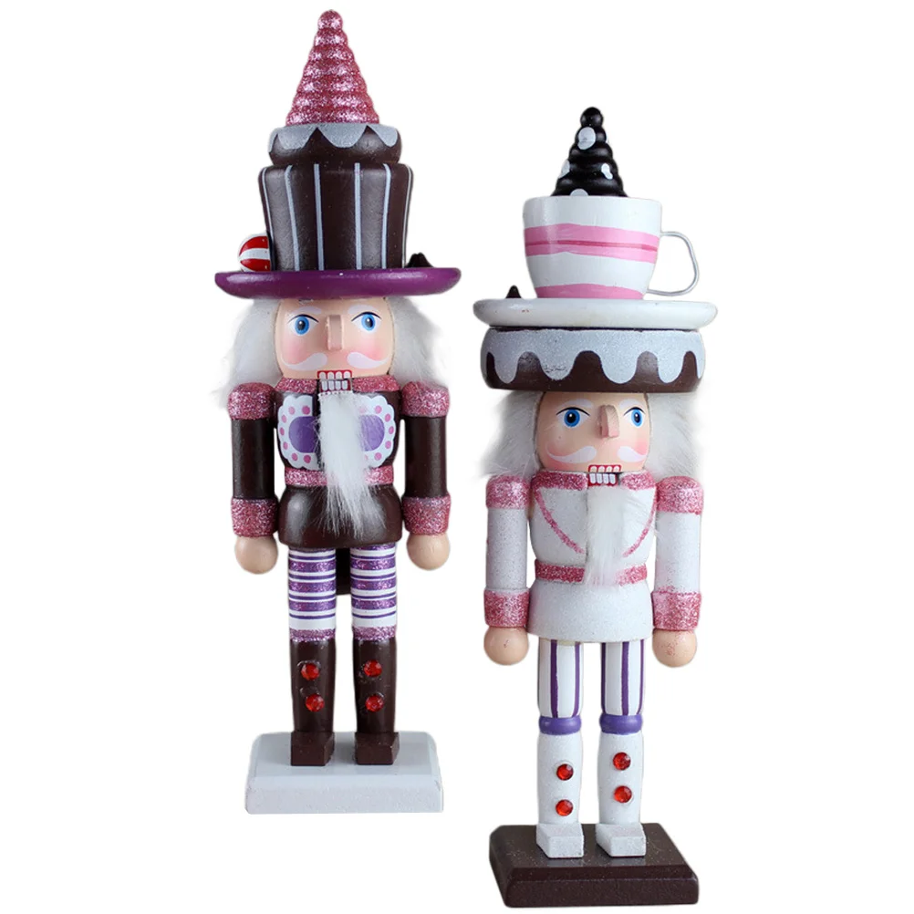 

2Pcs Walnut Soldier Puppet Christmas Ornament Solid Wood Crafts DIY Desktop Decoration Xmas Nutcracker Wooden Crafts Gift