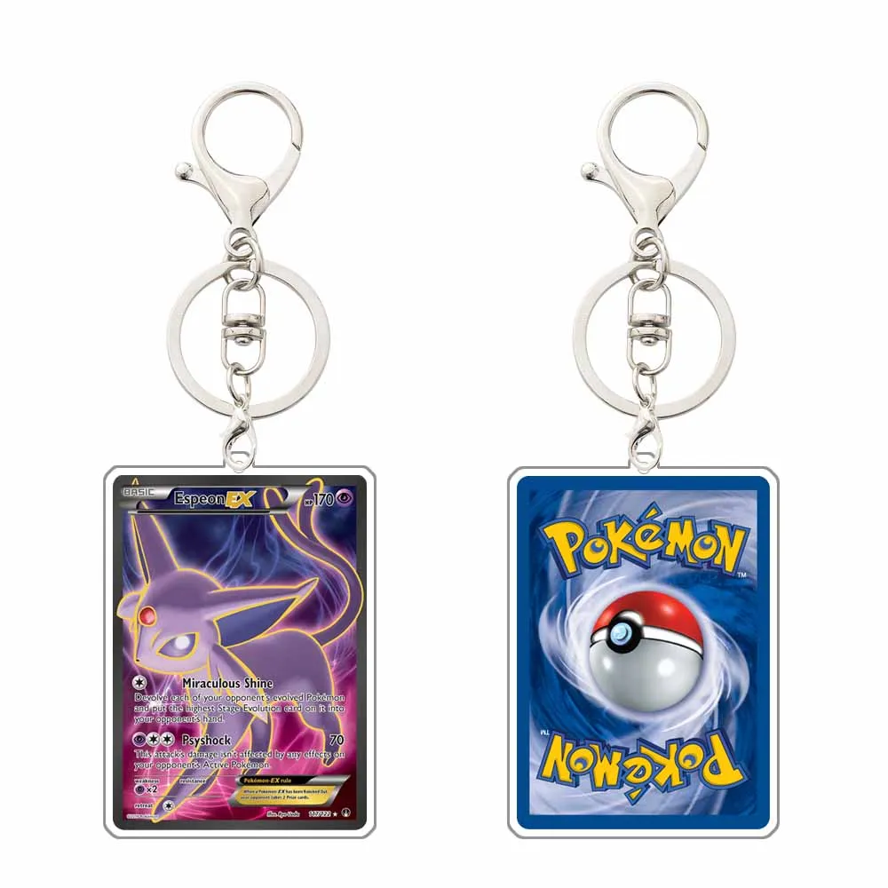 Anime Pokemon Game Card Acrylic Keychain Charizard Venusaur Flareon Sylveon Gardevoir Espeon Umbreon Mewtwo Key Chain Pendant