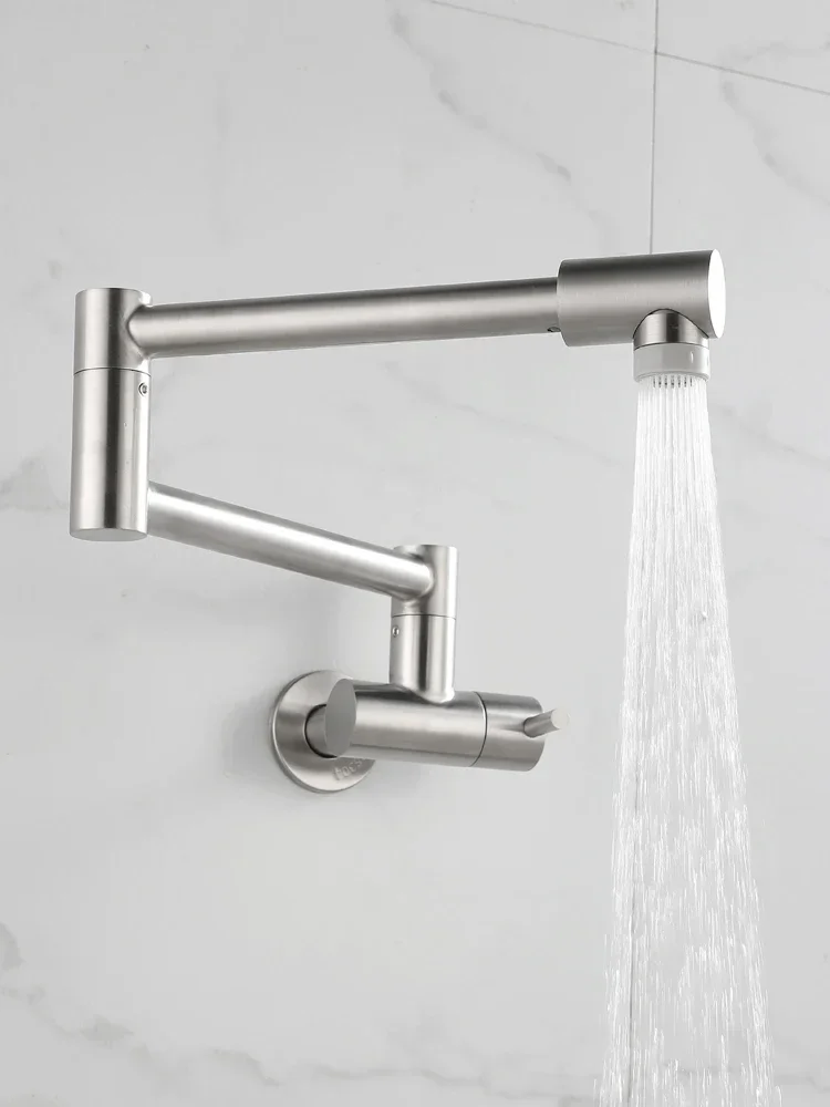 Wall-mounted folding faucet can be rotated, lengthened and extended, and the single-cooled balcony laundry pool can prevent