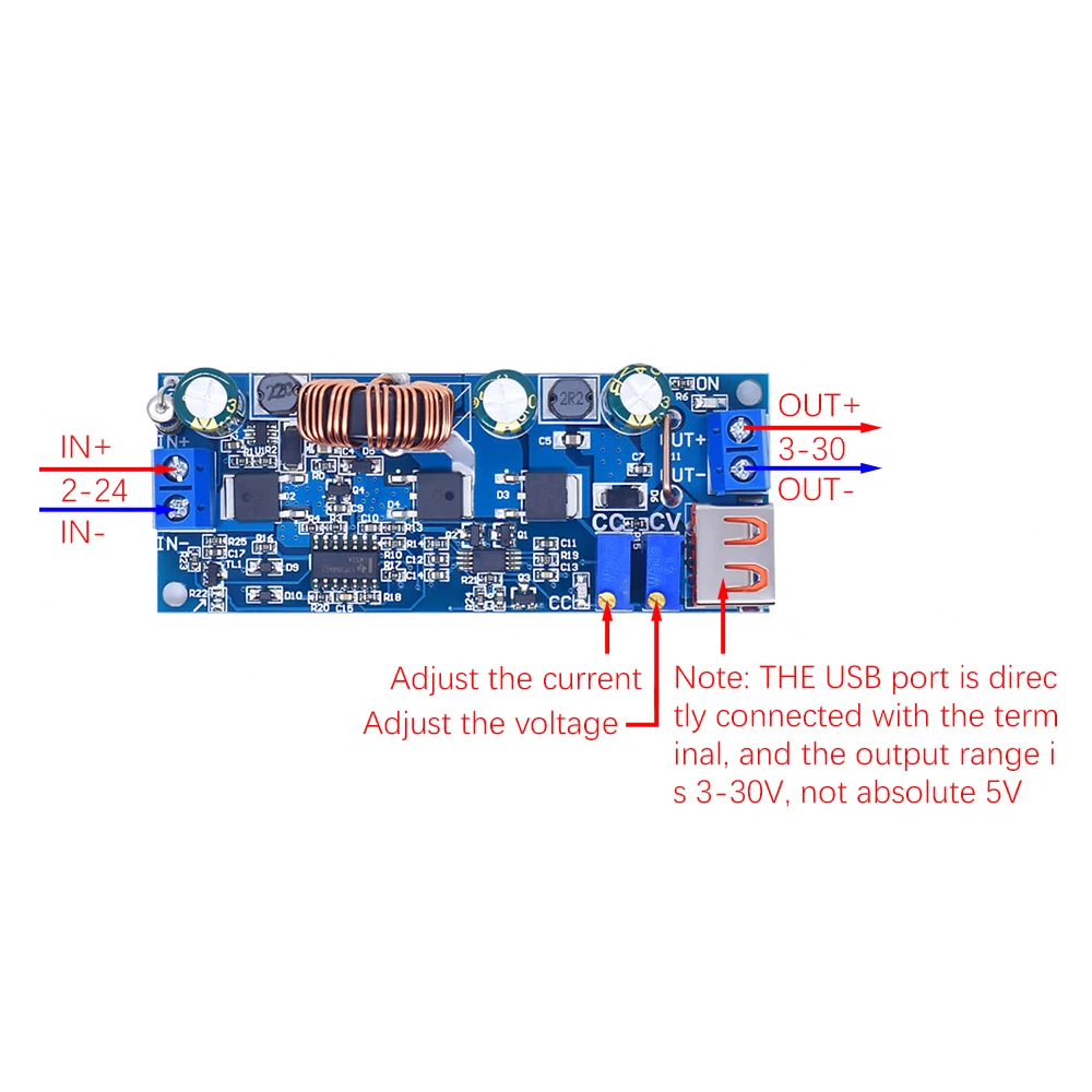 Imagem -02 - Dc-dc Step up Boost Converter com Usb Fonte de Alimentação Regulada Ajustável Módulo 224v a 330v 4a 80w cc cv 3.7v 6v 9v 12v