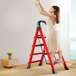 Portable Carbon Steel Folding Ladder Chair Strong Load-Bearing Step Stool Kitchen Folding Ladder for Household Use