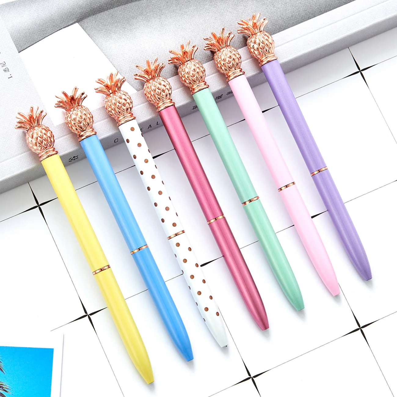 

25 Pcs Wholesale Pineapple Ball Pen Spot New Pen Business Gift Metal Ball Pen for Hotel School Supplies