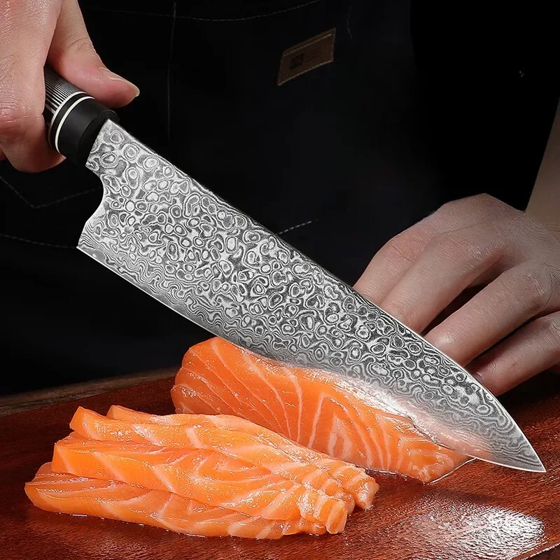 Damascus sushi knife beef knife chef knife split fish knife sashimi knife cooking special knife sharp advanced chef knife