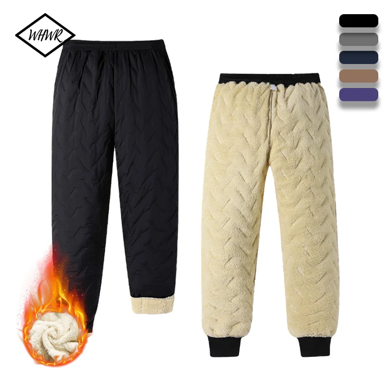 

Winter Pants Men's Casual Waterproof Zipper Pocket Thickened Fleece Warm Pants Windproof Jogger Outdoor Cold-proof Ski Pants 3XL