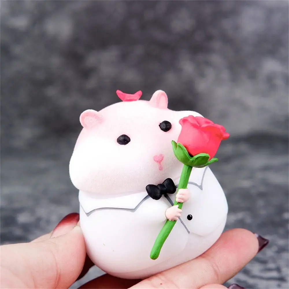 Cute Cartoon Anime Stealing Hamster Gourmet Model Toys Small Animals Figurines Gift Home Car Interior Decoration Accessories