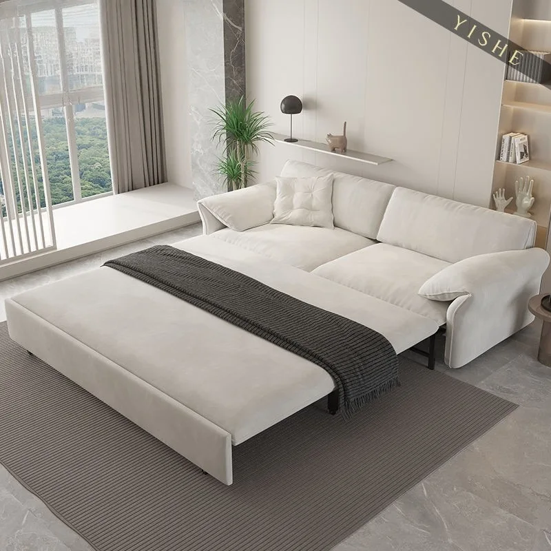 Duo sofa bed multi-functional dual-purpose integrated small apartment matte cloth milk