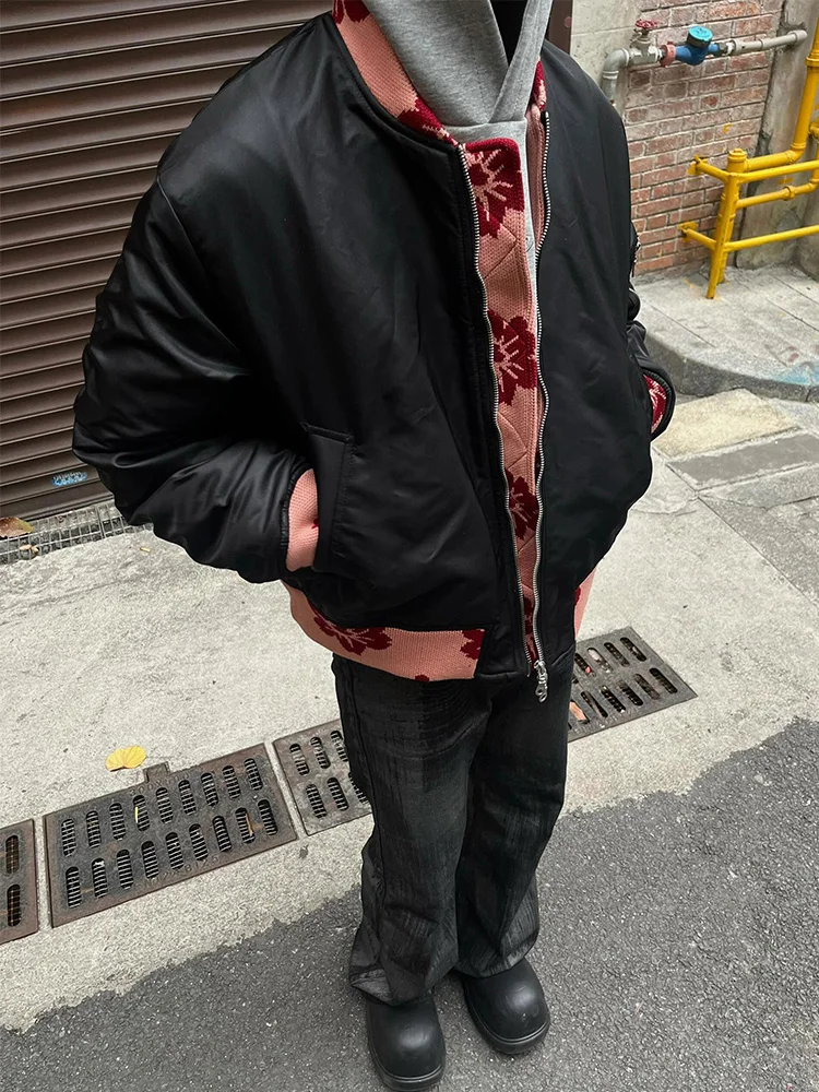 

Floral Embroidered Bomber Jaet Men's Spring Autumn High-End CleanFit American Baseball Sle ort Trendy Zipper Decorated