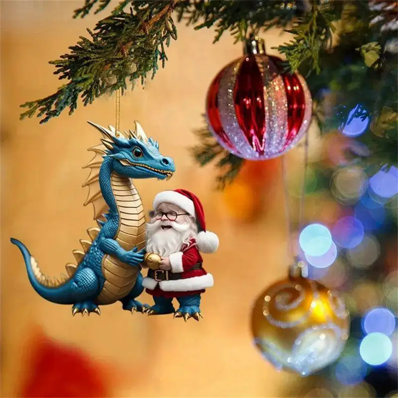 1Pcs Acrylic Christmas Pendants Cute Baby Dragon Egg Car Rearview Mirror Hanging Ornaments Xmas Tree Decoration New Year Gifts