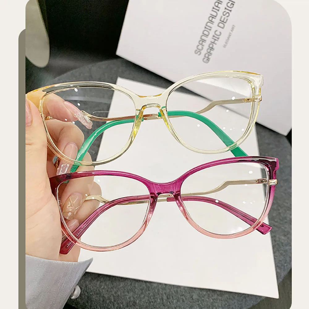 Fashion Colourful Cat Eye Anti Blue Light Glasses Women Men Leopard Blue Light Blocking Eyewear Computer Optical Spectacles