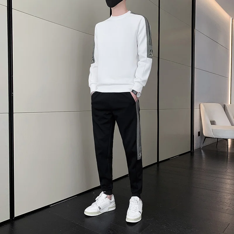 Men Sport Jacket Pullover Sweatshirt Tops Pant Sweater Trouser Long Sleeve Sweatsuits Sweatpants Set 2Pcs Suit Casual Streetwear