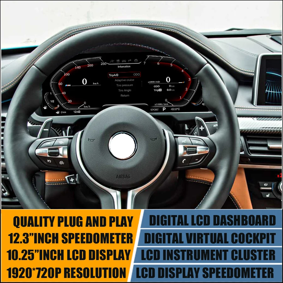 12.3'Instrument Cluster Digital Virtual Cockpit For BMW 5 6 7 Series F10 F11 F01 F02 X3 X4 X5 X6 F15 F16 F25 F26 Dashboard Panel