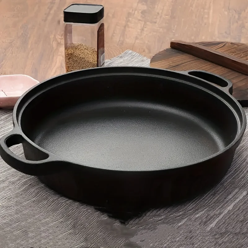 Frigideira de ferro fundido de 1 unidade, antiaderente e resistente à ferrugem. Perfeito para fogões a indução, a gás e culinária ao ar livre. Excelente retenção de calor.