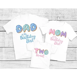 Lovely Donut Design Family Tshirt Two Sweet Matching Clothes Dad Mom Bro Sister 2 Year Old Birthday Girl T-shirt