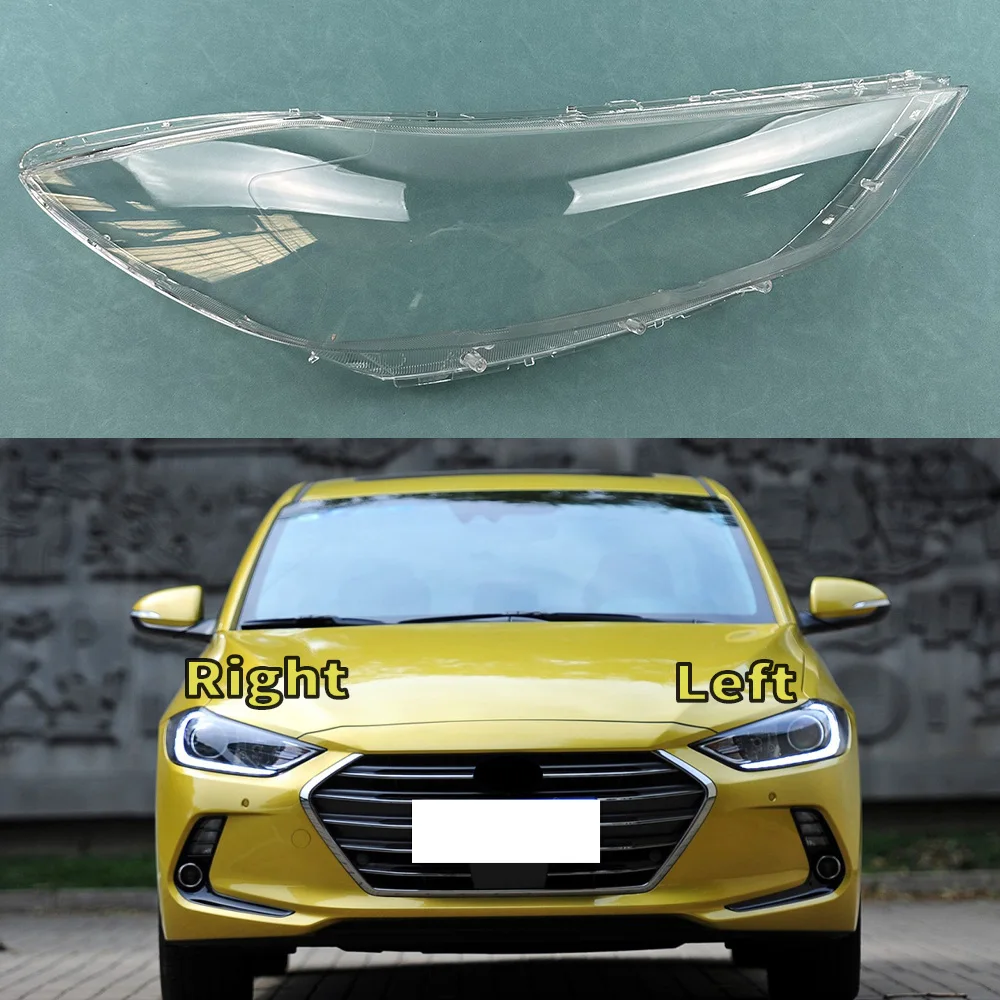 

For Hyundai Elantra 2016-2018 Headlight Cover Lens Transparent Lamp Shell Plexiglass Replace Original Lampshade