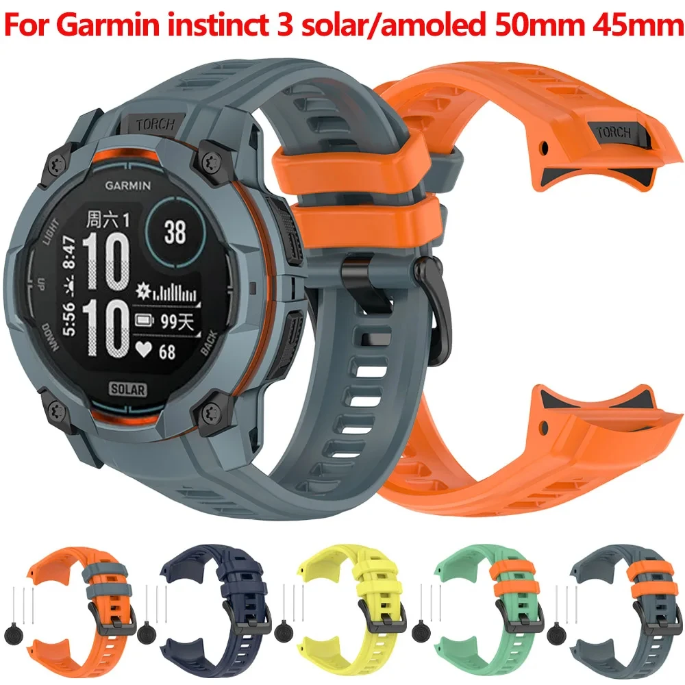 Официальный силиконовый ремешок для Garmin Instinct 3 Amoled 50 мм 45 мм, сменный браслет-браслет для Garmin Instinct 3 Solar 45 мм 50 мм