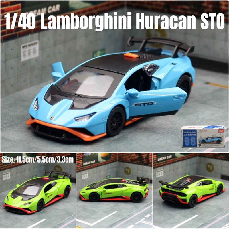 1/40 Lamborghini HURACAN STO Alloy Sports Car Model Diecast Metal Racing Car Vehicles Model Simulation Miniature Scale Kids Gift