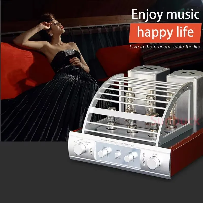 Sunbuck 200 ワット + 200 ワット 2.0 チャンネル USB Bluetooth HIFI WY10P 6K3P 真空管アンプデスクトップ本棚 WY10P 6K3P 真空管アンプ