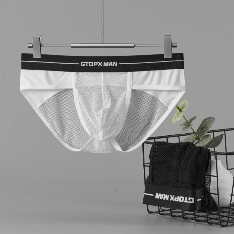 

GTOPX Mens Sexy Underwear U Convex Thin Mesh Transparent Briefs Low Rise Breathable Underpanties