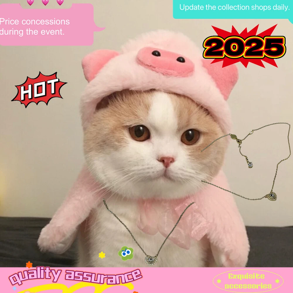 

New Gold Heart Sparkling Exquisite Necklace Jewelry Women's High End Cat Accessories Romantic Anniversary Gift