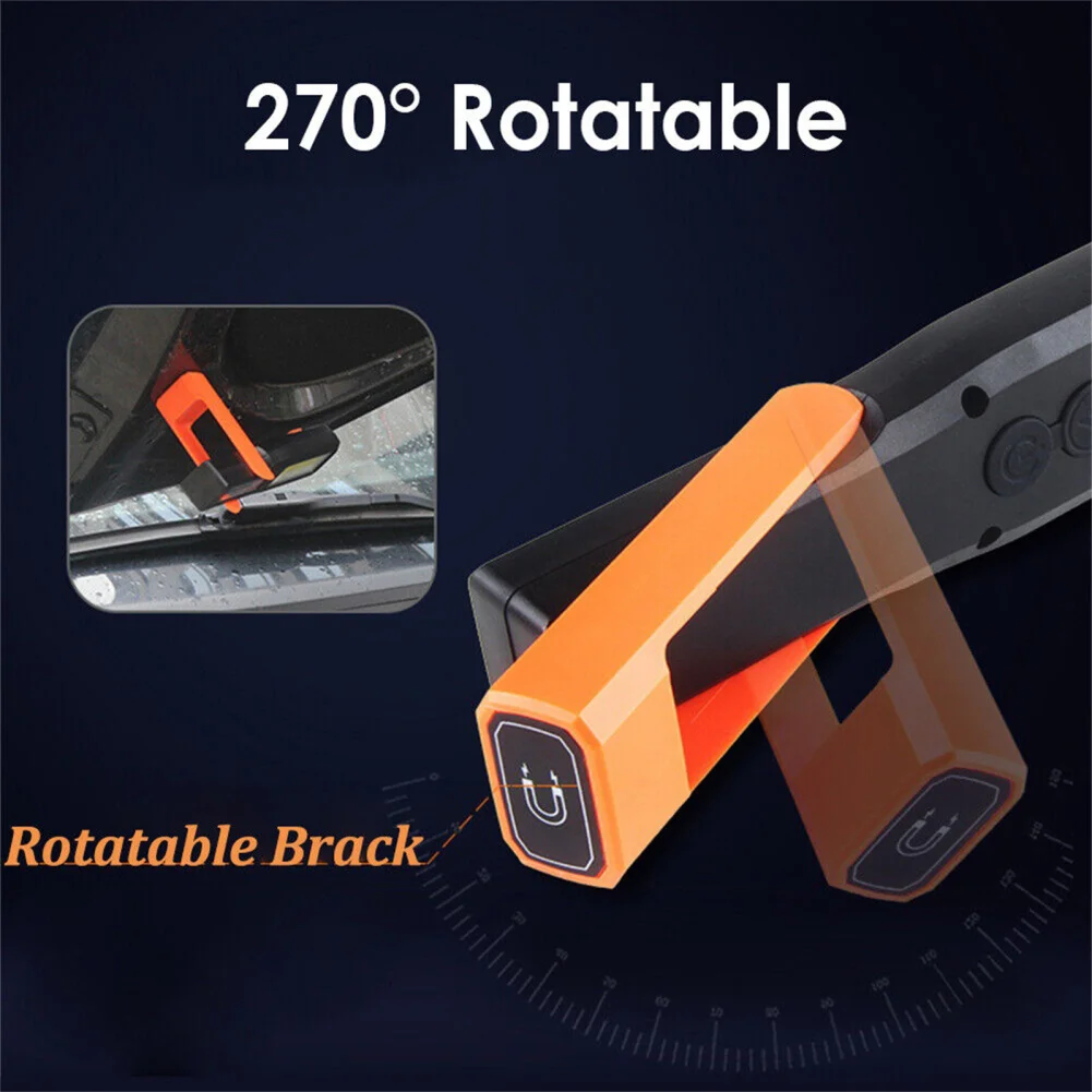 ABS COB LED Work Light Rechargeable Portable Flashlight Garage Magnetic Lamp With Hook Portable Flashlight For Hiking