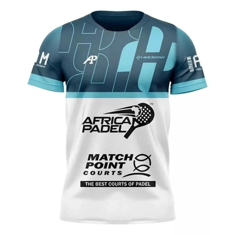 Una camiseta de bádminton holgada, cómoda y transpirable para hombre con cuello redondo y manga corta con estampado de letras, top informal para exteriores