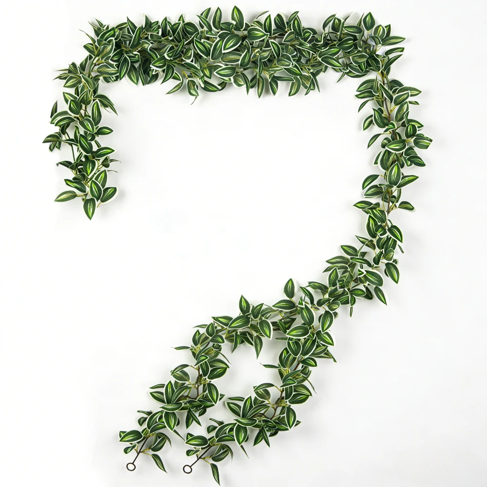 175 cm künstliche Pflanzenranken, künstliche hängende Efeuranken, Wanddekoration, Scindapsus-Pflanzen, künstliche Rattanblätter, Seiden-Pothos-Blätter für Haus- und Gartendekoration – Detail 7