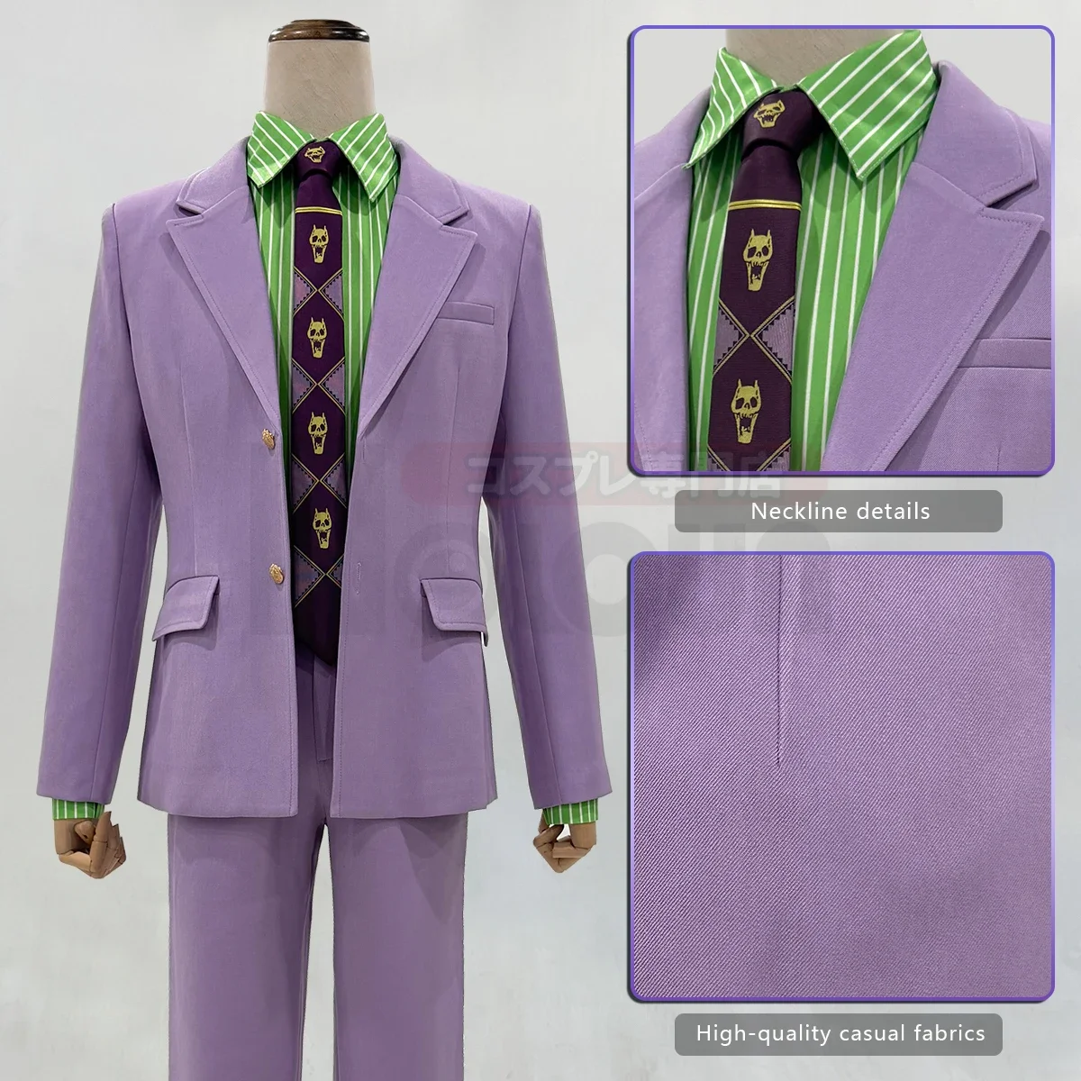 Cosplay JoJo Anime Kira Yoshikage Cosplay Costume Suit Shirt Pants Tie Animation Convention Halloween Christmas Daily Wear