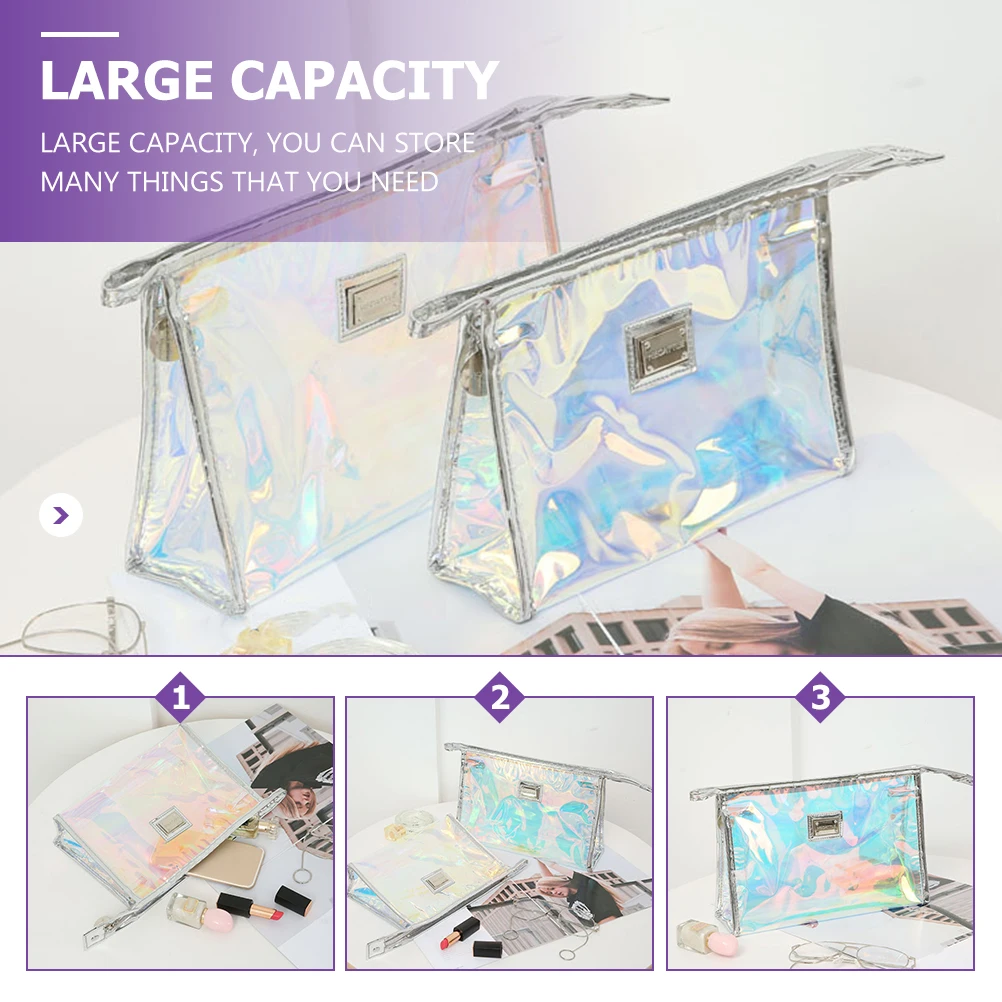 حقيبة مكياج منظم أدوات الزينة للسفر مقاومة للماء، حقيبة ذات سعة كبيرة، تخزين متين، سحاب للإغلاق، مقاومة للأوساخ #3