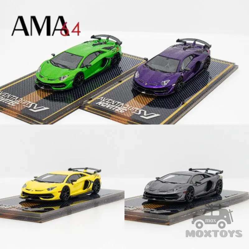 

AMA64 1:64 Aventador SVJ LP770-4 Novitec Green Purple Silvergra Resin Model Car