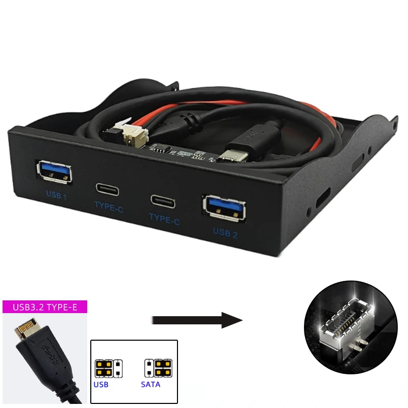 tipo e para hub do painel frontal para desktop adaptador tipo c disquete bay novo 10g usb 32 gen2 2x tipo c gen2 35 01