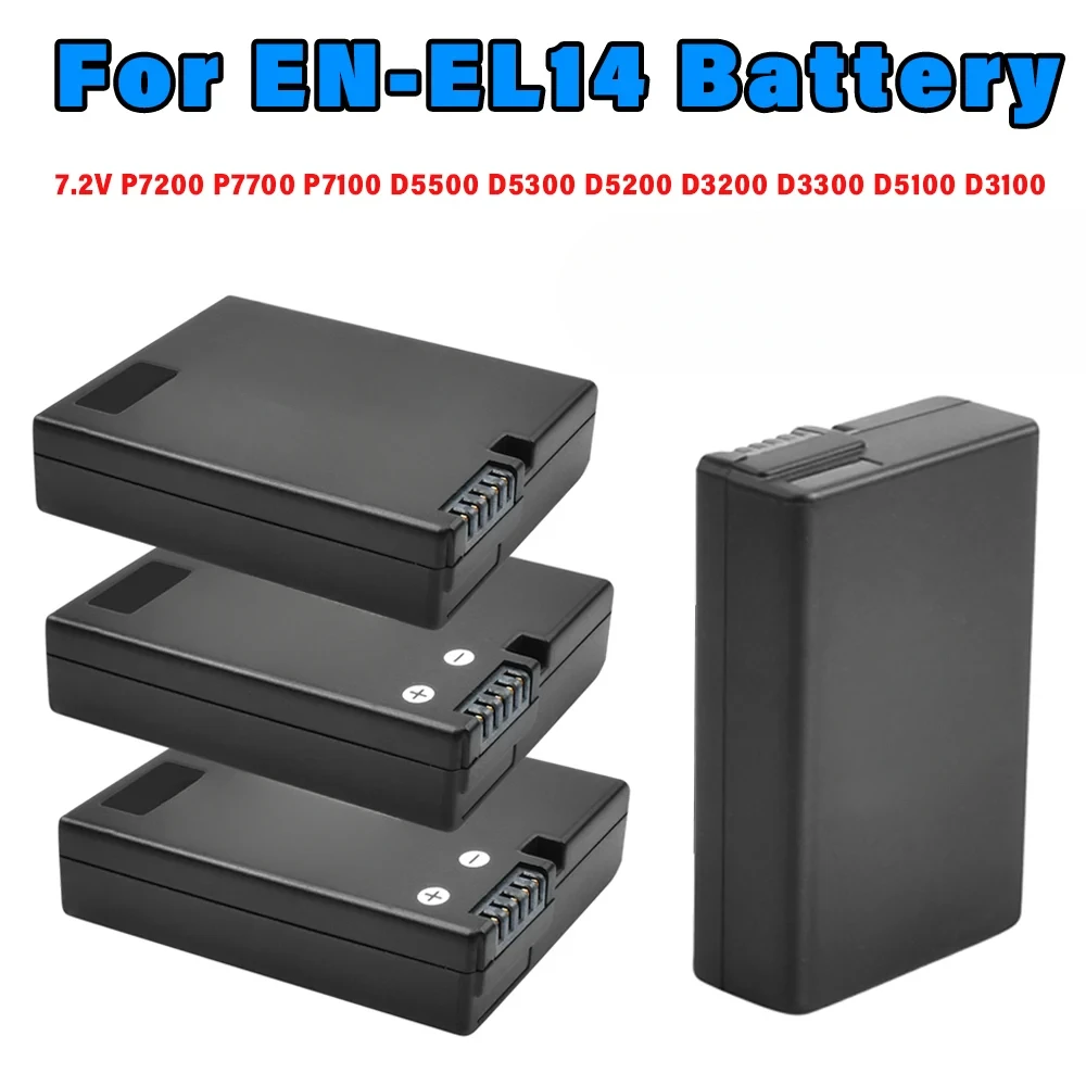 4pcs For Nikon D3100 D3200 D3300 Rechargeable Battery 7.4V 2050mAh EN-EL14 EN EL14 Li-ion Camera Battery