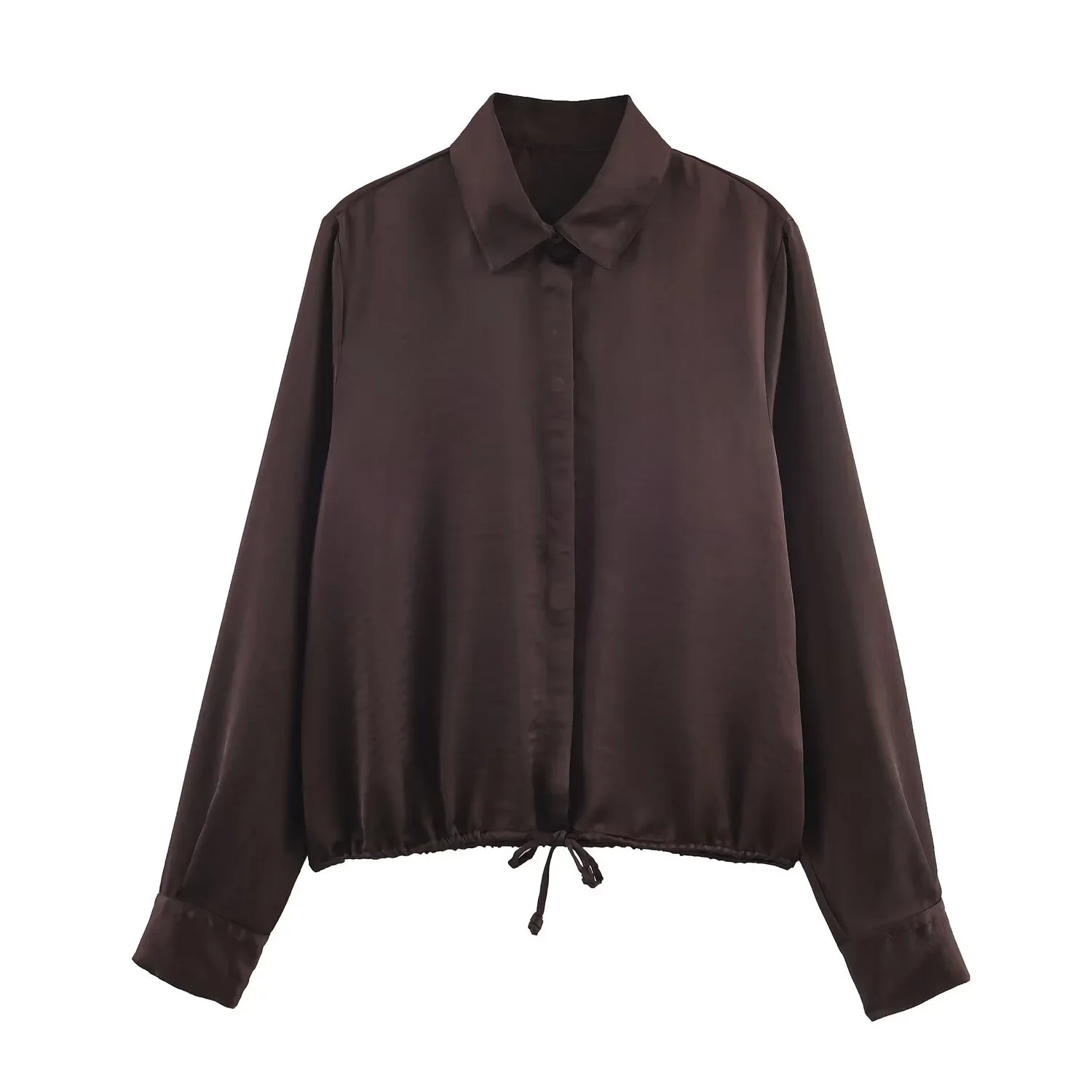 

2025 Winter New Women's Casual Fashionable Simple Loose Elegant Versatile Button-Down Satin Texture Shirt Top