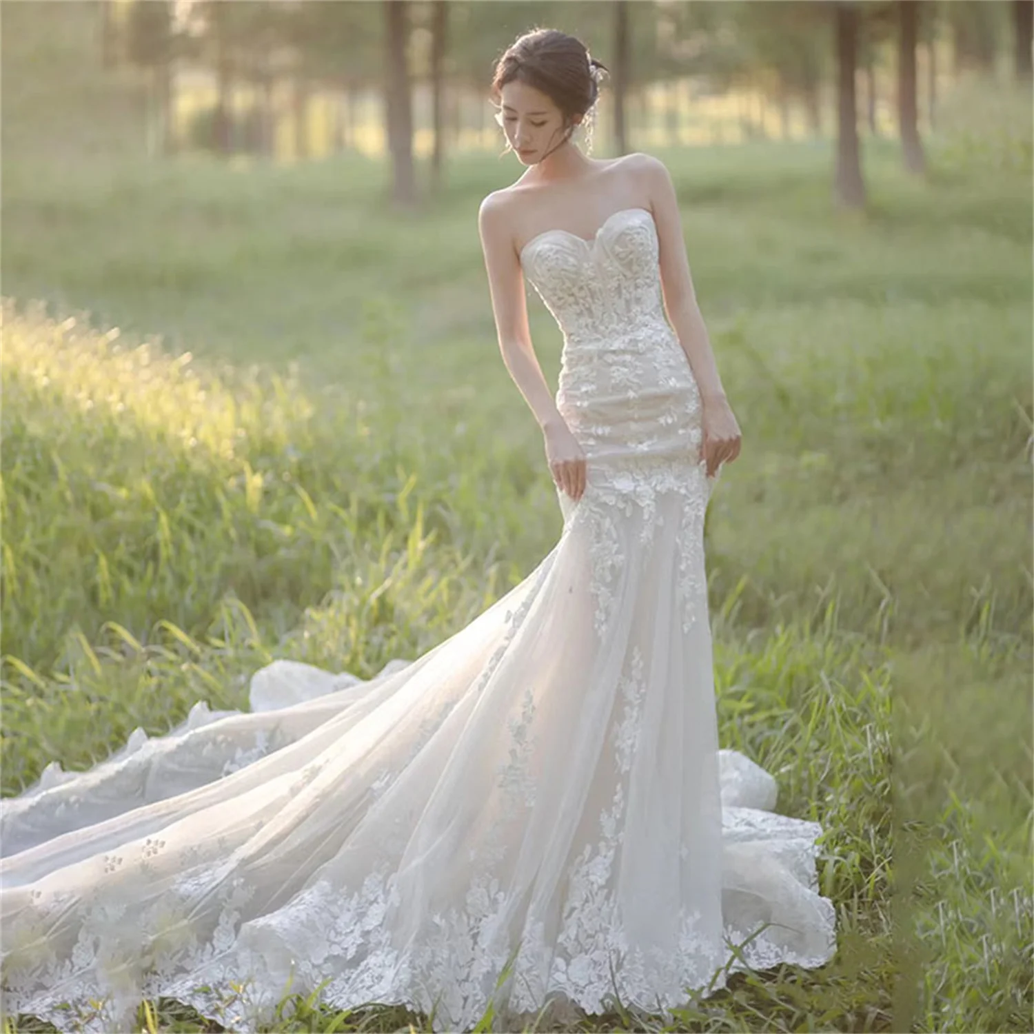 Lace Bespoke Wedding Dress for Bride Fish Tail Gala Dresses Woman Weeding Dress Women2023 Bepeithy Official Store Bridal 2023