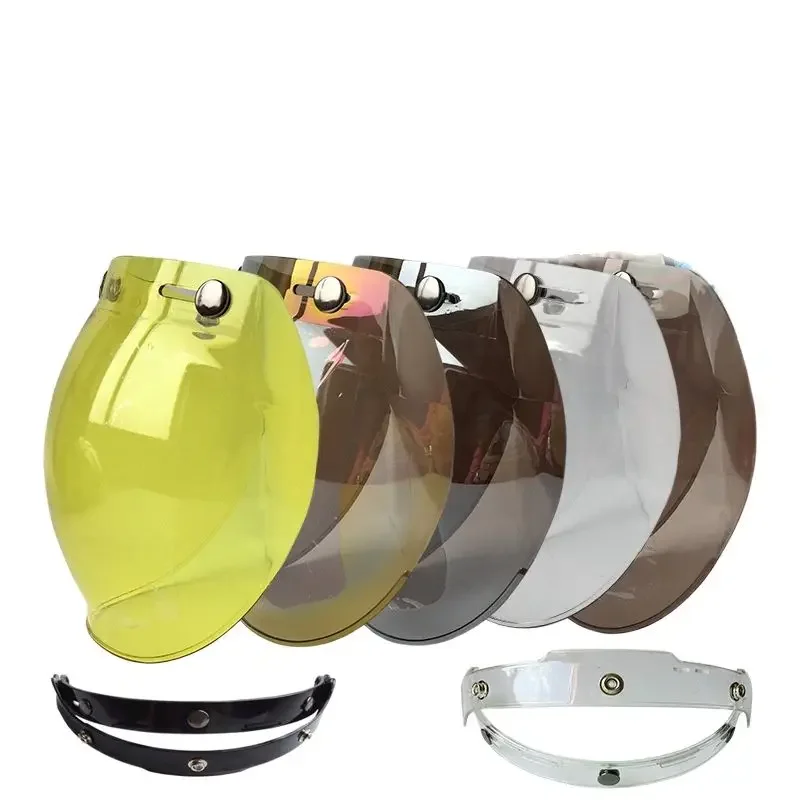 Yellow Color Motorcycle Helmet Visor Bubble Shield Retro Vintage Mirror Lens Helmet Mask for Motorbike Safety Gear