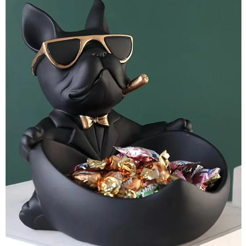 

Cool Dog Statue, French Bulldog Statue, Key Remote Control Storage Box, Animal Decorations, Resin Arts and Crafts Sculpture