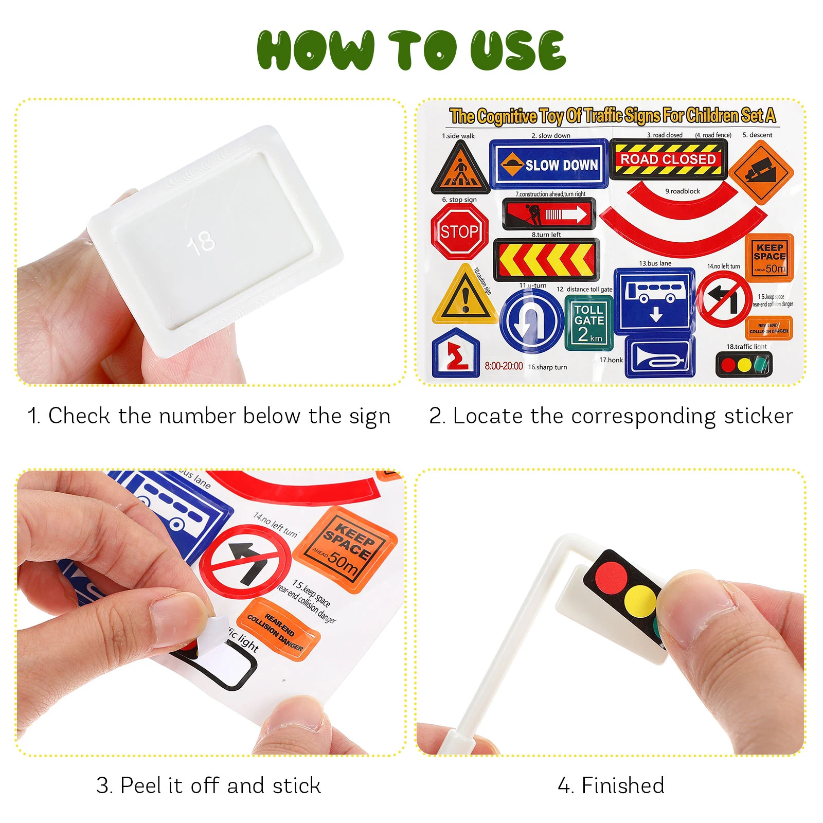 Ensemble de panneaux de signalisation routière en plastique, Surface lisse, ensemble de jeu éducatif imaginatif pour enfants, apprentissage des signes de rue, jouets de circulation