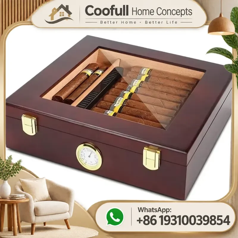 Cigar Humidor Box Cedar Wood Case With Humidifier Hygrometer Divider Portable Travel Storage Gift Accessories For Men