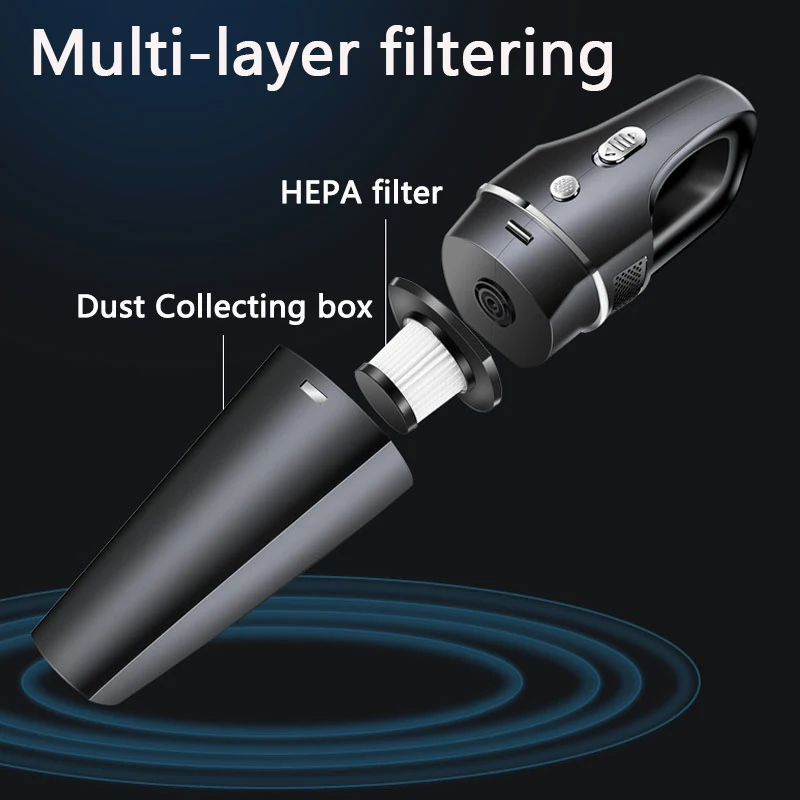 20000Pa Portable Wireless Vacuum Cleaner for Car Cleaning 120W High Power Suction Handheld Vaccum Cleaners for Car Home Office