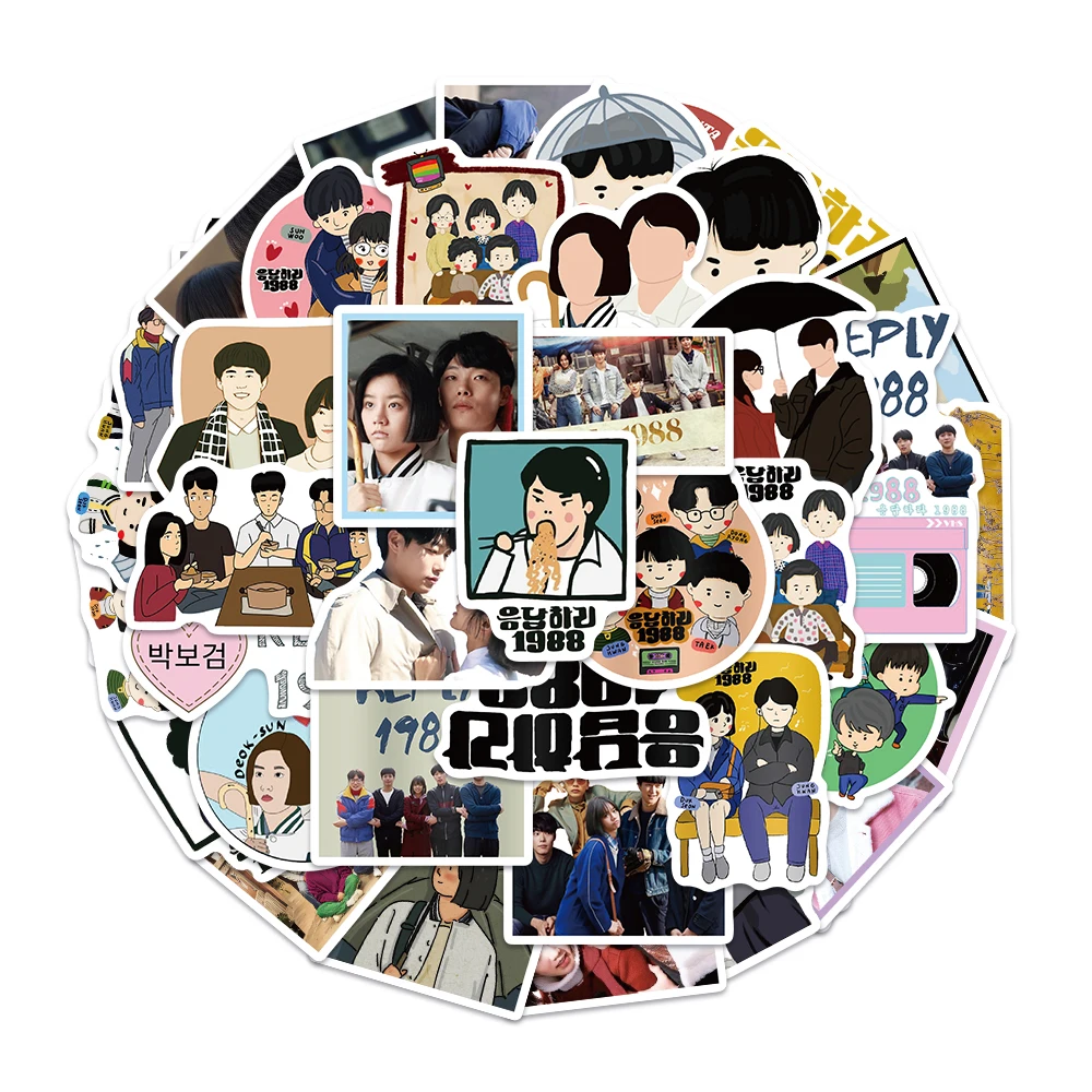 50pcs Korean TV Show Reply 1988 Cartoon Stickers For Laptop Phone Notebook Vinyl Waterproof Graffiti Bicycle Car Decals