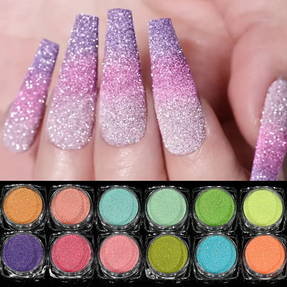 12 sztuk/zestaw opalizujący cukier do paznokci brokat w proszku ultracienki cukierek płaszcz świecący chromowany pigment do lakieru żelowego Manicure Art Dust