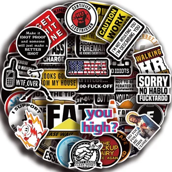 50pcs 하드 모자 브랜드 로그인 멋진 스티커 야외 건설 노동자 헬멧 오토바이 자동차 도구 노트북 자전거 스티커 ﻿