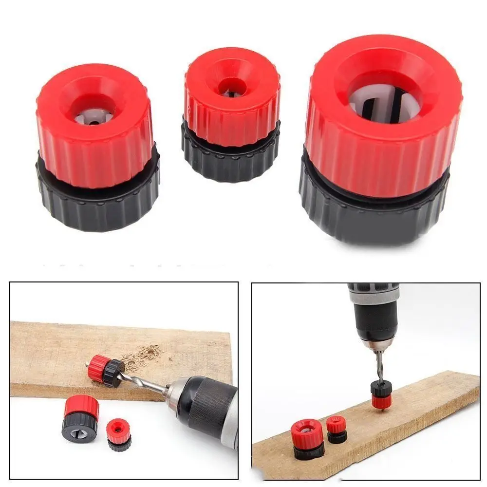 3Pcs/set ABS plastic Adjustable Drill Stop Collar Woodworker's Punching Aid Red Black 3-13mm Positioner Limit Ring