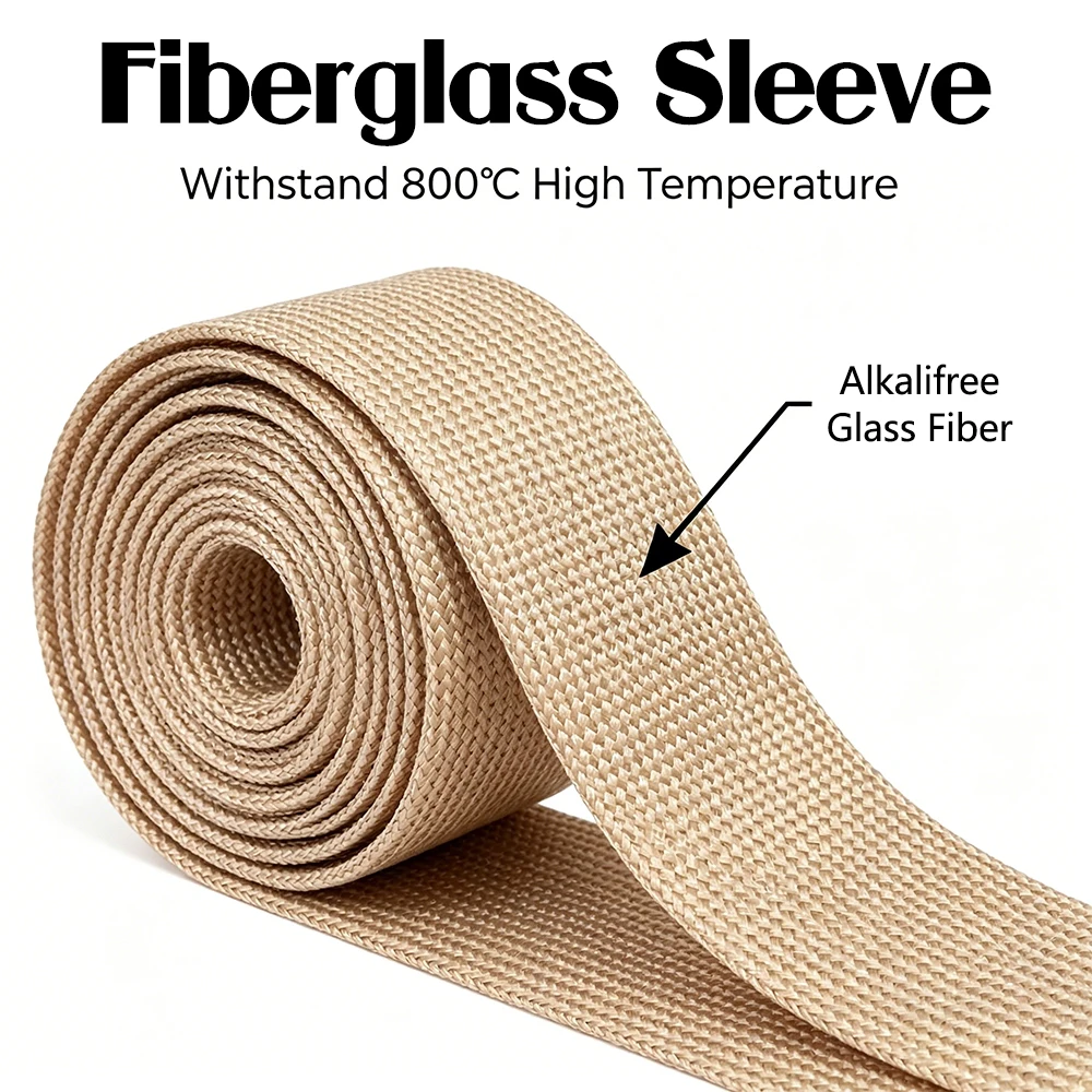 800°C High Temp Fiberglass Sleeve Heat Resistant Insulation Wire Protection Multi Size ID 1/2.5/3/4/5/6/8/10/12/14-30mm