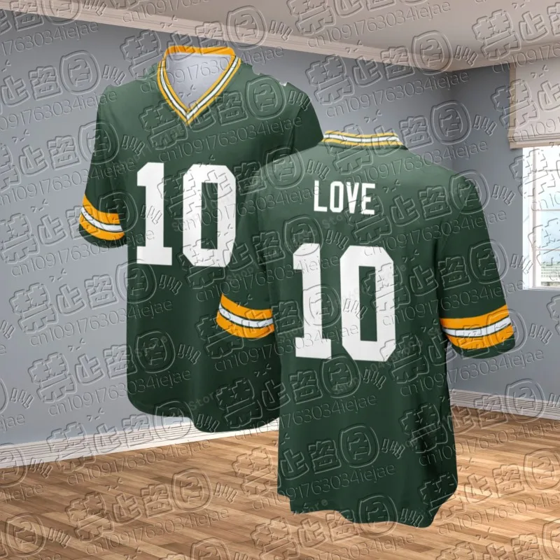 

MOTO Летний дышащий трикотаж с 3d принтом, мужская спортивная одежда для улицы, мужской Green Bay Packers, игровой трикотаж на заказ - зеленый