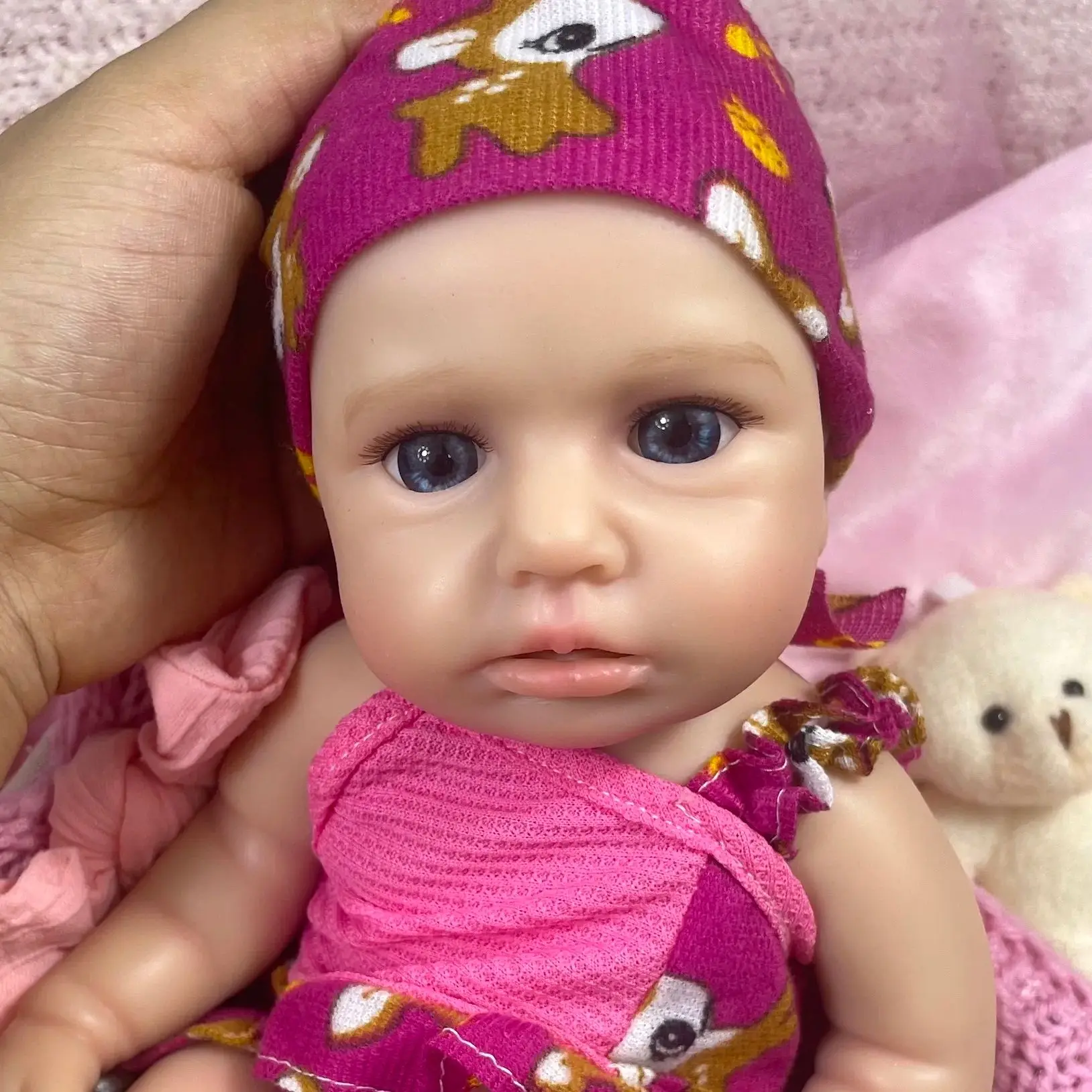 13 Inch LouLou Awake Full Silicon Reborn Baby Doll Open Blue Eyes Soft Silicone Body Girl Washable Toy